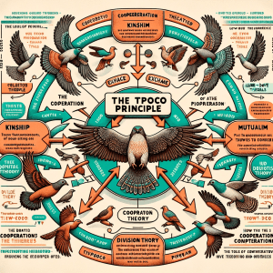 TPOCo Principle Infographic displaying the interconnectedness of energy dynamics and cooperative behaviors across life's spectrum.